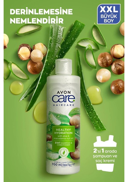 Care Aloe Vera ve Makademya Fındığı Yağı Şampuan ve Saç Bakım Kremi 700 ml Üçlü Set