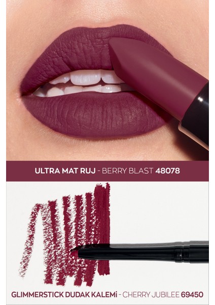 Ultra Mat Ruj Berry Blast ve Glimmerstick Dudak Kalemi Chery Jubilee Paketi