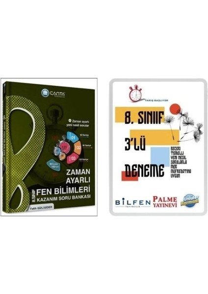 Çanta Yayınları Fen Bilimleri Soru + 8 Sınıf LGS 3Lü  Yeni Nesil Deneme Bilfen - Palme Yayınevi - ÜnLü ler Karması