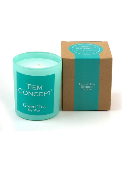 %100 Soya Mum Yeşil Çay Kokulu Mint Yeşil Renkli Kutulu Bardak Mum