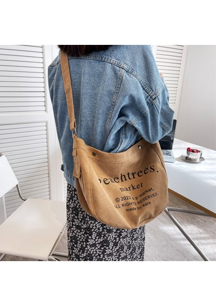Kadınlar Için Büyük Kapasiteli Vintage Kanvas Omuz Çantası (Yurt Dışından)