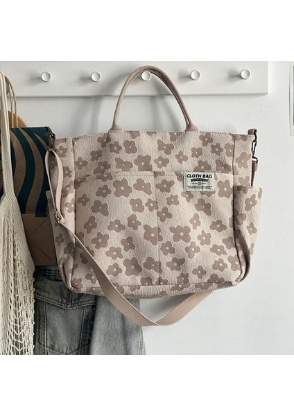 Kadınlar Için Büyük Kapasiteli Çiçek Baskılı Omuz Çantası Tote Çanta (Yurt Dışından)