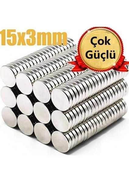20 Adet 15X3 mm Güçlü Yuvarlak Neodyum Mıknatıs Magnet Buzdolabı Mıknatısı Far Mıknatısı