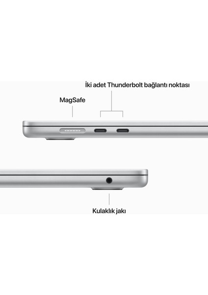 MacBook Air M2 Çip 8GB 256GB SSD macOS 15" Taşınabilir Bilgisayar Gümüş MQKR3TU/A