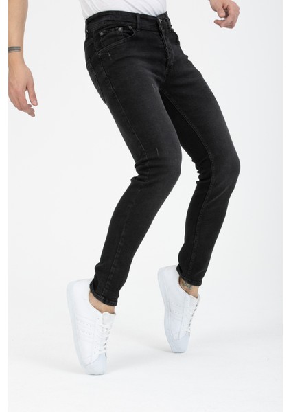 Erkek Siyah Tırnaklı Skinny Fit Jeans