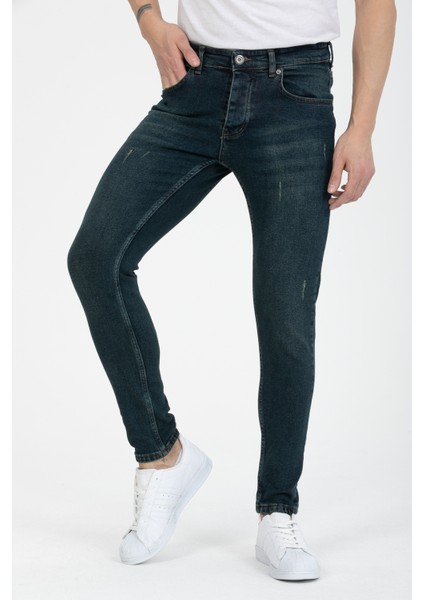 Erkek Siyah Tırnaklı Skinny Fit Jeans