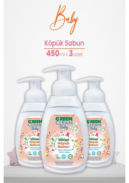 U Green Clean Green Clean Baby Köpük Sabun Portakal Yağlı 450 ml x 3 Adet