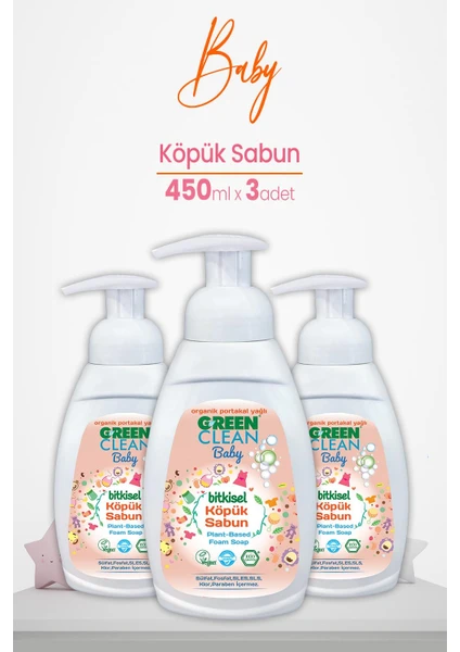 U Green Clean Green Clean Baby Köpük Sabun Portakal Yağlı 450 ml x 3 Adet