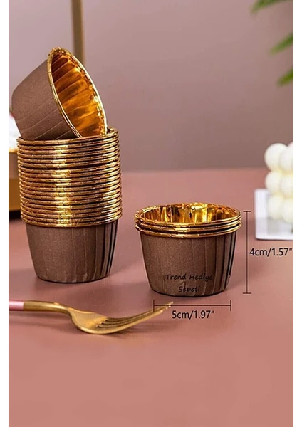 Hediye Sep Kahverengi Gold Muffin Cupcake Kalıbı Kek Kapsülü 25'Li