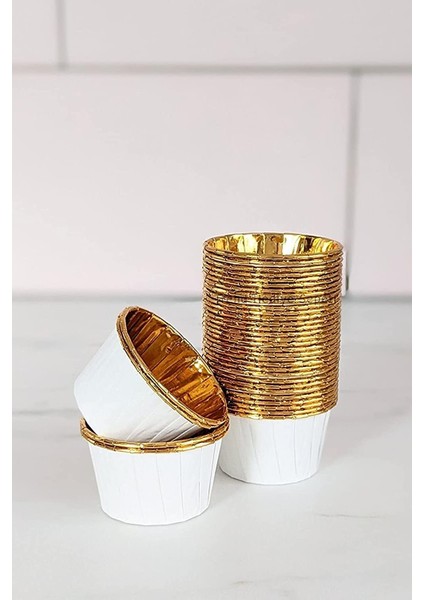 Hediye Sep Beyaz Gold Muffin Cupcake Kalıbı Kek Kapsülü 25'Li
