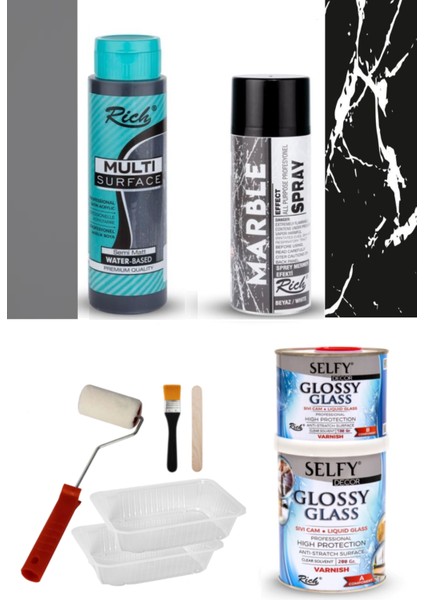 Surface 500CC Antrasit Selfy Decor Glossy Glass 200+100GRBALKON,TERAS,BANYO,MUTFAK,TEZGAH,FAYANS