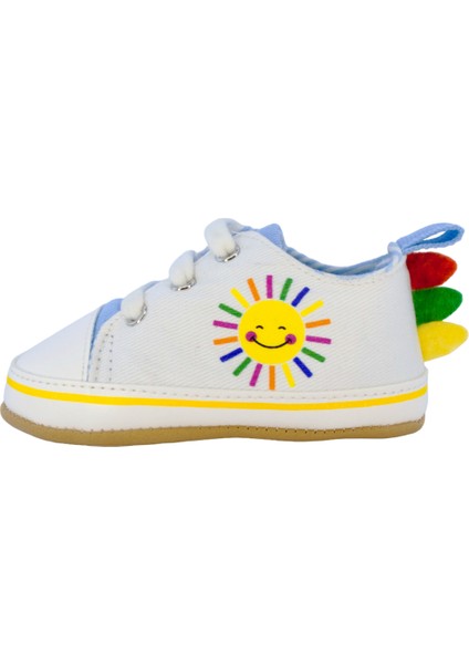 Güneş Baskılı Lastikli Mavi Erkek Bebek Patik Ilk Adım AYAKKABISI-G-2363