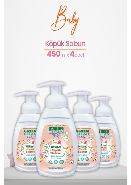 U Green Clean Green Clean Baby Köpük Sabun Portakal Yağlı 450 ml x 4 Adet