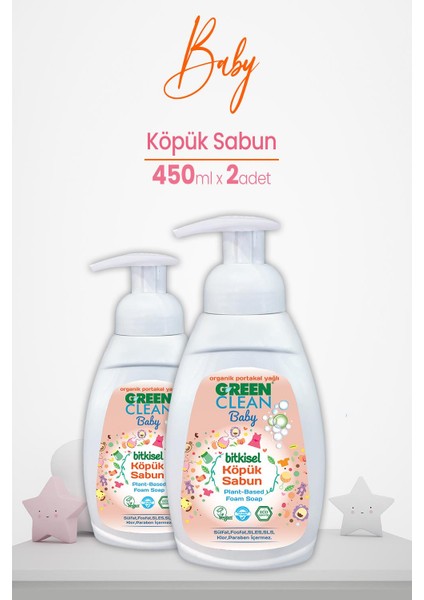 U Green Clean Green Clean Baby Köpük Sabun Portakal Yağlı 450 ml x 2 Adet