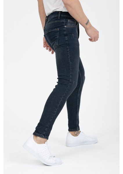 Erkek Mavi-Kahve Destroy Skinny Fit Jeans modelleri