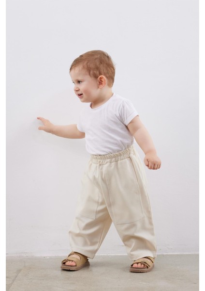Çift İğne Şalvar Bebek Pantolon Krem fiyatları