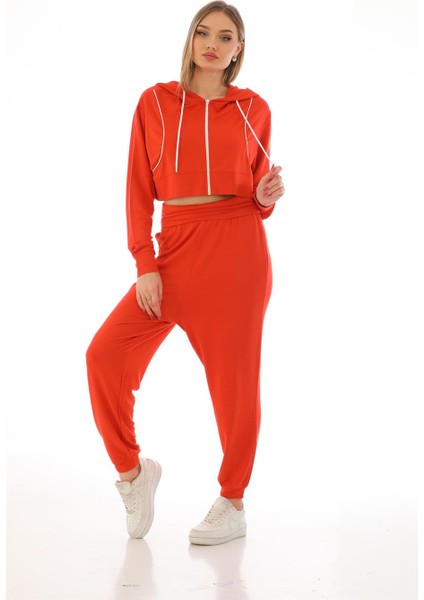 Kadın Viskon Şalvar Harem Pantolon-Kiremit