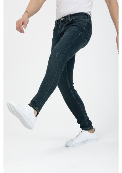 Erkek Yeşil Destroy Skinny Fit Jeans