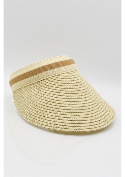 Kadın Vizör Hasır Plaj Şapkası - Bej fırsatları