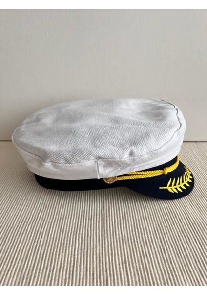 Denizci Model Önü Sırma Detaylı Beyaz Kaptan Şapkası modelleri