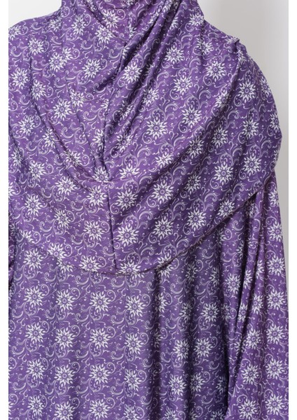 Pratik Tek Parça Güneş Desenli Kollu Tak Çıkar Başörtülü Likralı Tesettür Namaz Elbisesi 990 0318 indirimleri