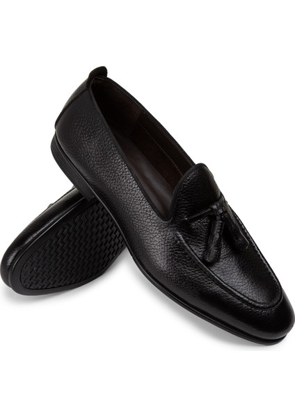 Siyah Püsküllü Erkek Loafer