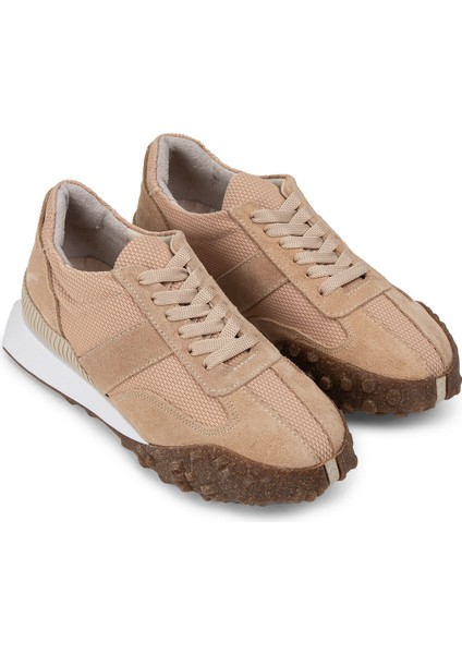 Süet Bej Sneaker Kadın Ayakkabı