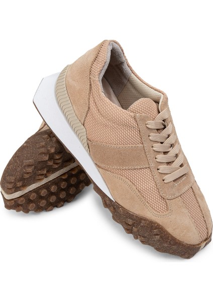 Süet Bej Sneaker Kadın Ayakkabı