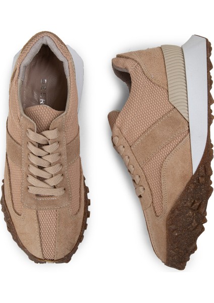 Süet Bej Sneaker Kadın Ayakkabı