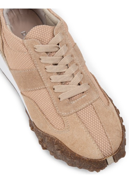 Süet Bej Sneaker Kadın Ayakkabı