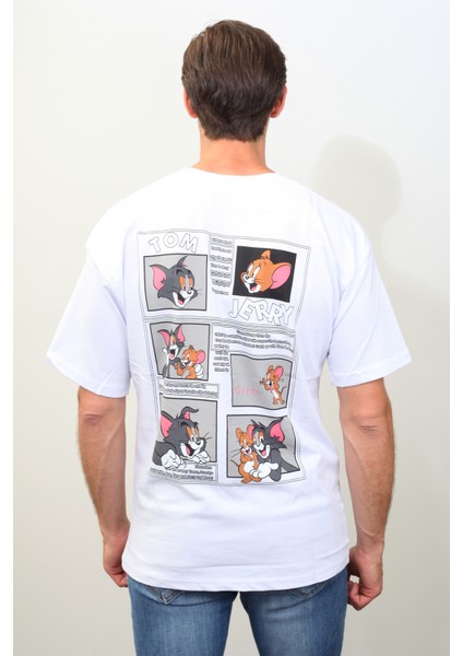 Tom And Jerry Sırt Baskılı T-Shirt