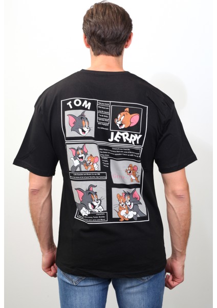 Tom And Jerry Sırt Baskılı T-Shirt