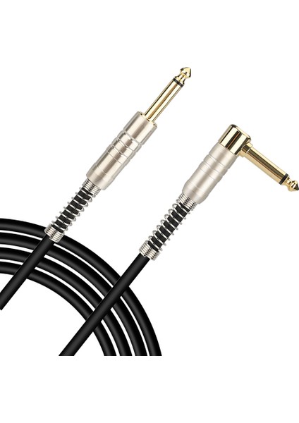Yüksek Kalite 6.35MM Mono Düz - 6.35MM 1/4 Inç Erkek Dik Açı Ses Kablosu 1 Metre