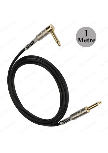 Yüksek Kalite 6.35MM Mono Düz - 6.35MM 1/4 Inç Erkek Dik Açı Ses Kablosu 1 Metre fiyatları