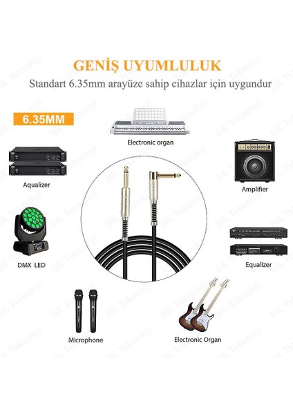 Yüksek Kalite 6.35MM Mono Düz - 6.35MM 1/4 Inç Erkek Dik Açı Ses Kablosu 1 Metre modelleri