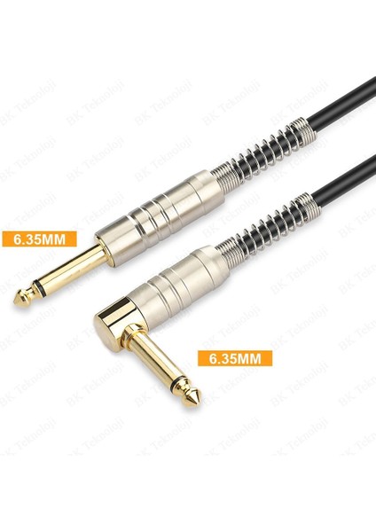 Yüksek Kalite 6.35MM Mono Düz - 6.35MM 1/4 Inç Erkek Dik Açı Ses Kablosu 1 Metre fırsatları