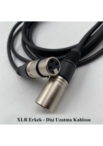10 Metre Xlr 3 Pin Erkek - Dişi Dengeli Mikrofon Mikser Ses Kablosu