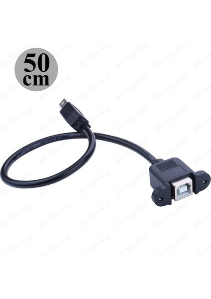 Panel Tipi Vidalı USB 2.0 B Dişi-Erkek Yazıcı Uzatma Kablosu