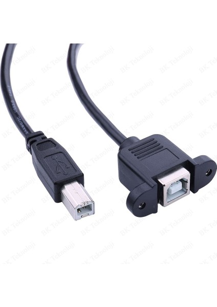 Panel Tipi Vidalı USB 2.0 B Dişi-Erkek Yazıcı Uzatma Kablosu