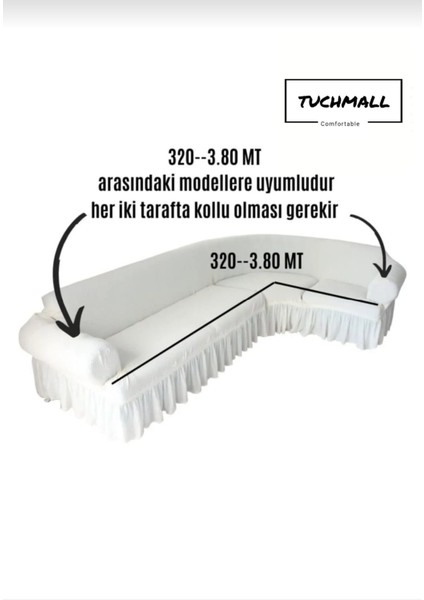 Bürümcük Lastikli ve Etekli L Köşe Koltuk Örtüsü L Koltuk Kılıfı
