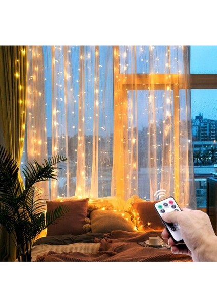 Star Global Dekoratif LED Işık Perde LED 2 Metre Kumandalı 8 Ayrı Moda Sahip 2 mt x 2 mt Perde Peri LED USB