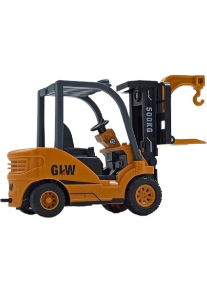 PopŞeker Gerçekçi Detaylarıyla Metal Forklift Ucuyla Sürtmeli Özellikli Oyuncak Forklift 13CM.