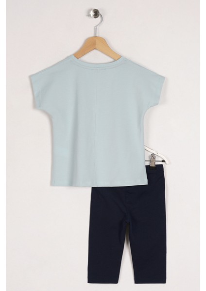 Kız Çocuk Mint Lacivert Renkli Little Thing Colled Love Baskılı Ikili Takım modelleri