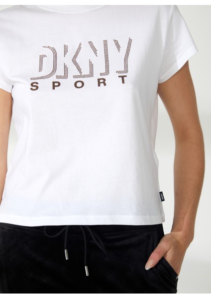 Jeans Bisiklet Yaka Düz Beyaz Kadın T-Shirt DP2T9147