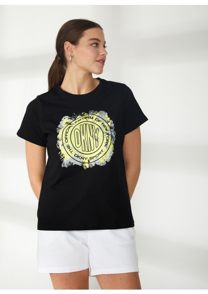 Jeans Bisiklet Yaka Baskılı Siyah Kadın T-Shirt DP2T9247 fiyatları