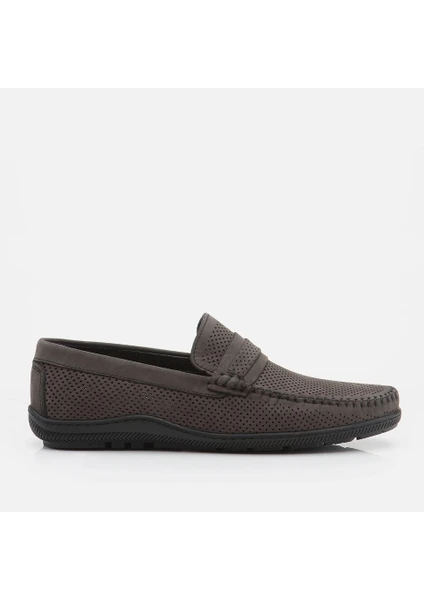 02AYH268800A230 Hakiki Deri Gri Erkek Loafer