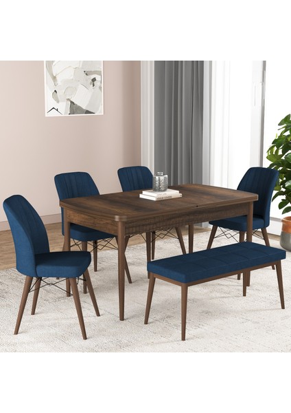 Bia Serisi Açılabilir Mdf Mutfak Salon Masa Takımı 4 Sandalye+1 Bench