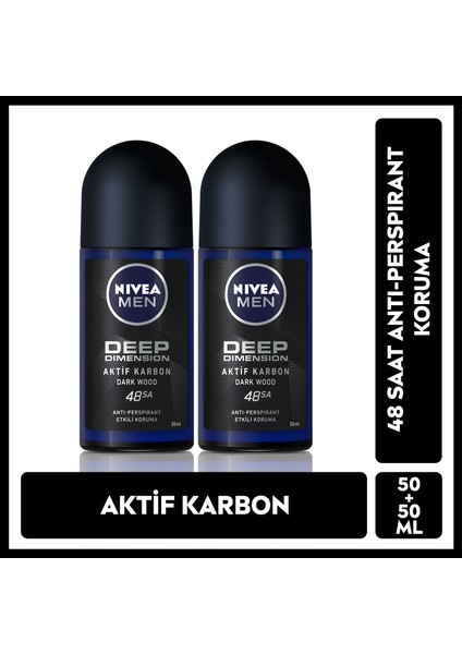 Men Erkek Roll on Deodorant Deep Dimension 50 ml x2 Adet,48 Saat Anti-perspirant Koruma
