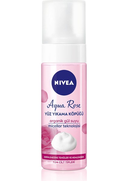 Aqua Rose Organik Gül Suyu Içeren Yüz Yıkama Köpüğü 150 ml,Yüz Temizleme