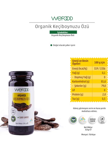 Organik Keçiboynuzu Özü 315 gr 8682392174037